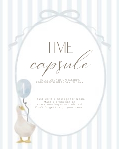 0308 blue time capsule sign 8x10: Celebrate your little one's special day with our Blue One Silly G
