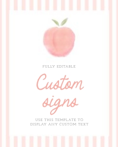 0210 peach 8x10 custom sign: peach baby shower, baby shower bundle, girl baby shower, editable