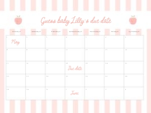 0210 peach 24x18 arrival calendar: peach baby shower, baby shower bundle, girl baby shower, editable