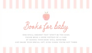 0210 peach 3.5x2 books for baby card: peach baby shower, baby shower bundle, girl baby shower, editable