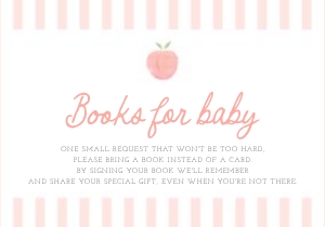 0210 peach 3.5x5 books for baby card: peach baby shower, baby shower bundle, girl baby shower, editable