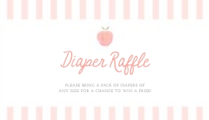 0210 peach 3.5x2 diaper raffle card: peach baby shower, baby shower bundle, girl baby shower, editable