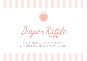 0210 peach 3.5x5 diaper raffle card: peach baby shower, baby shower bundle, girl baby shower, editable