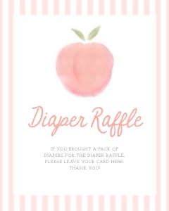 0210 peach 8x10 diaper raffle sign: peach baby shower, baby shower bundle, girl baby shower, editable