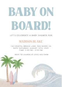 2013 beach wave invitation: 2013 baby on board mini set
