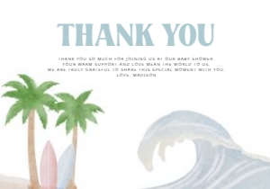 2013 beach wave thank you card: 2013 baby on board mini set