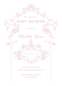 2015 pink floral baby shower invitation: 2015 pink tolie de jouy invitation 2