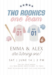 0314 pink blue twin rookie invite: 0314 twins baseball invite 2