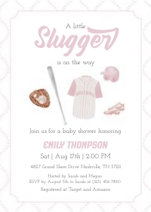 2016 pink baby slugger invite: 2016 pink slugger invite