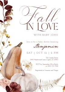2019 fall in love baby shower invitation: 2019 fall in love invitation
