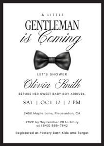 2021 Modern black gentle man baby shower invite: 2021 modern little gentle man baby shower invite