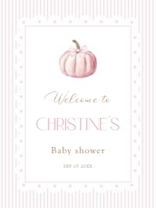 2019 pink pumpkin baby shower welcome sign 18x24: 2019 pink pumpkin welcome sign