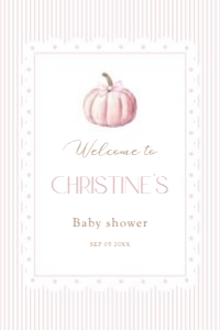2019 pink pumpkin baby shower Welcome sign 24x36: 2019 pink pumpkin welcome sign