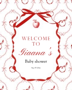 2020 red apple baby shower Welcome sign 16x20: 2020 welcome sign