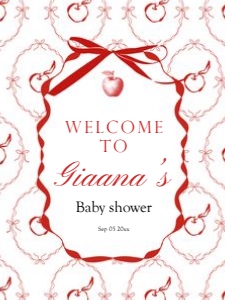 2020 red apple baby shower welcome sign 18x24: 2020 welcome sign