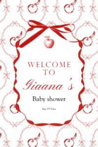 2020 red apple baby shower Welcome sign 24x36: 2020 welcome sign