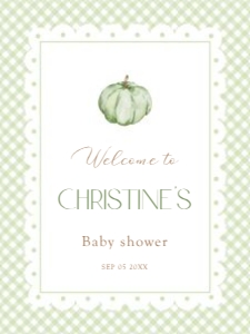 2019 green pumpkin baby shower welcome sign 18x24: 2019 green pumpkin welcome sign