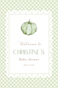2019 green pumpkin baby shower Welcome sign 24x36: 2019 green pumpkin welcome sign
