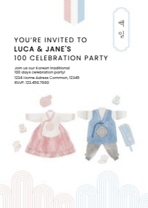 0304 Twin Korean 100 days invitation: 0304 Korean Twin 100 day invite