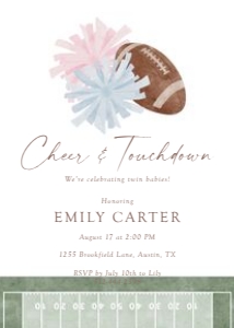 2032 twins football invite: 2032 Cheer & Touchdown invite