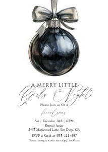 2033 Black girls night party invite: 2033 black ornament girls night invite