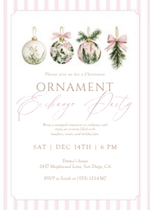 2033 Ornament exchange party invite: 2033 ornament exchange invite