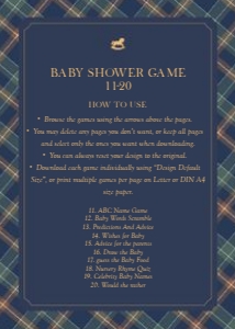 2040 blue baby shower game 2: 2040 blue bundle
