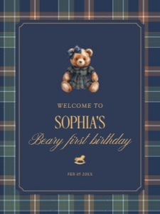 0327 teddy girl Welcome sign 18x24: 032702 girl welcome sign