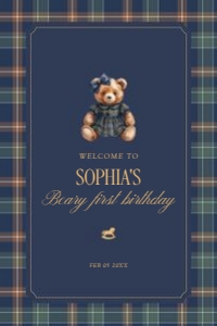 0327 teddy girl Welcome sign 24x36: 032702 girl welcome sign