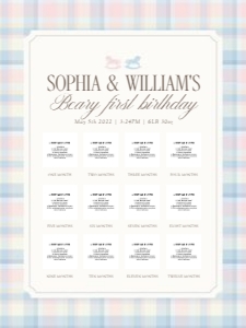 0327 teddy Twins Photo milestone 18x24: 032703 twin photo milestone