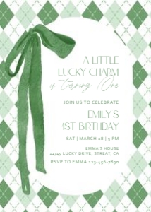 0804 lucky charm turning one invite: 0804 lucky charm turning one invite