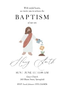 0502 Jesus & Flower baptism invite: 0502 jesus and flower invite