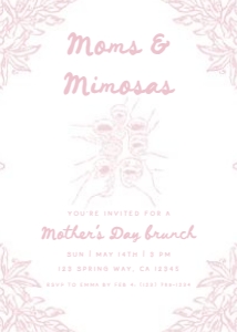 Mother's Day Brunch Invitation Pink Hand Drawn Moms and Mimosas E design preview