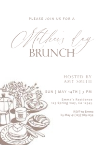 Mother's Day Brunch Invitation Classic Elegant Line Art Editable design preview