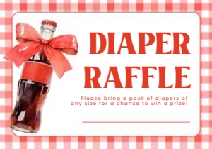 2039 red 5x3.5 baby raffle: She Is Ready to Pop Baby Shower Invite Red Gingham Bow Mini Set T
