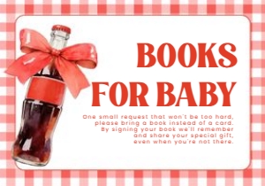2039 red books for baby 3.5x5: She Is Ready to Pop Baby Shower Invite Red Gingham Bow Mini Set T