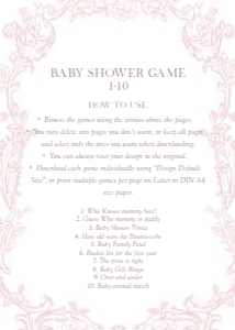 2040 pink baby shower game 1: 2040 bundle