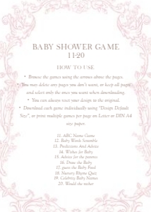 2040 pink baby shower game 2: 2040 bundle