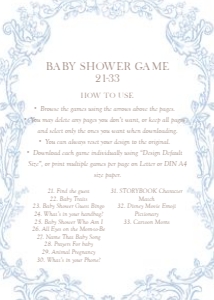 2040 blue baby shower game 3: 2040 blue bundle