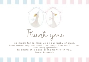 2011 thank you card: Celebrate your little "silly goose" with this soft pastel pink an