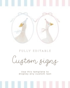 2011 custom sign 8x10: Celebrate your little "silly goose" with this soft pastel pink an