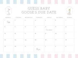 2011 Arrival date calendar 18x24: Celebrate your little "silly goose" with this soft pastel pink an