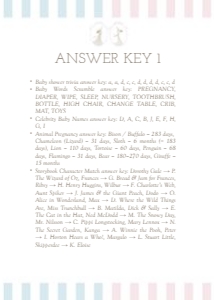 2011  baby shower game answer key: Celebrate your little "silly goose" with this soft pastel pink an