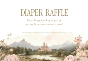 2042 5x3.5 baby raffle: Princess Castle Enchanted Storybook Fairytale Theme Baby Shower B