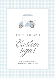 2041 blue golf custom sign 5x7: 2041 blue gingham bundle
