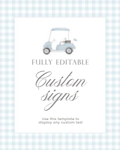 2041 blue golf custom sign 8x10: 2041 blue gingham bundle