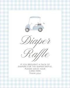 2041 blue golf Diaper raffle sign: 2041 blue gingham bundle