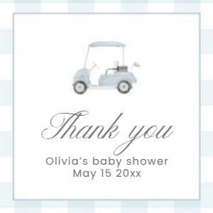 2041 blue golf round and square favor tag: 2041 blue gingham bundle