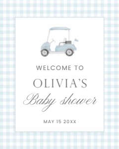 2041 blue golf Welcome sign 16x20: 2041 blue gingham bundle