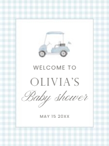 2041 blue golf welcome sign 18x24: 2041 blue gingham bundle